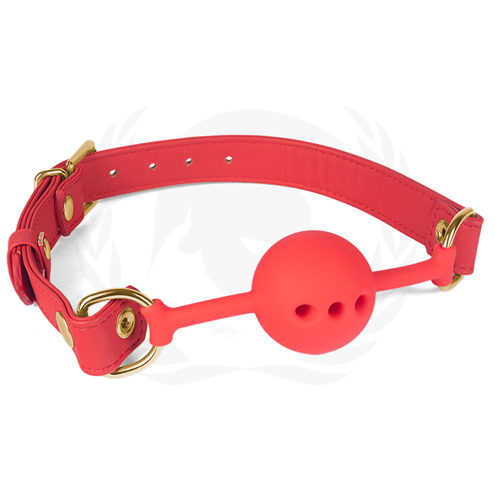 Spartacus 46 Mm Red Silicone Ball Gag With Red Pu Strap