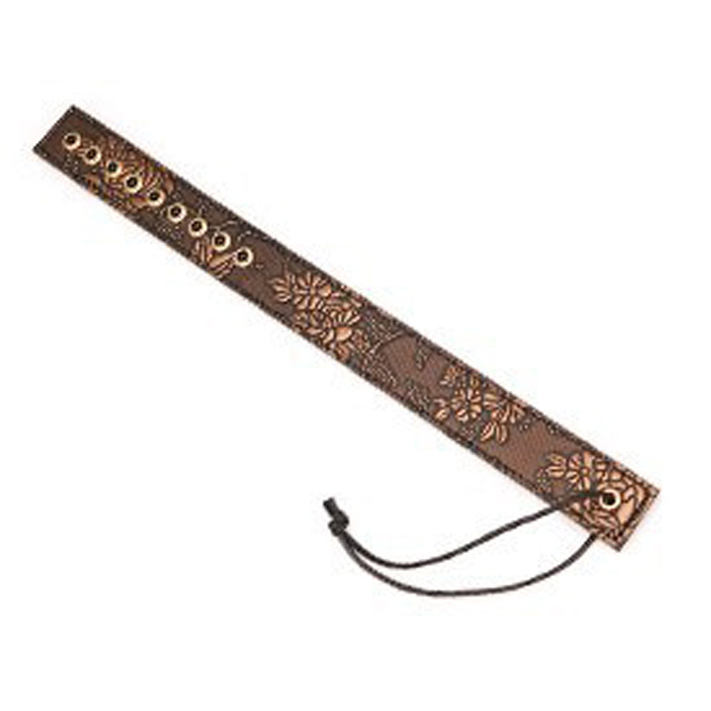 Spartacus  Paddle Brown Pu Floral Print With Gems