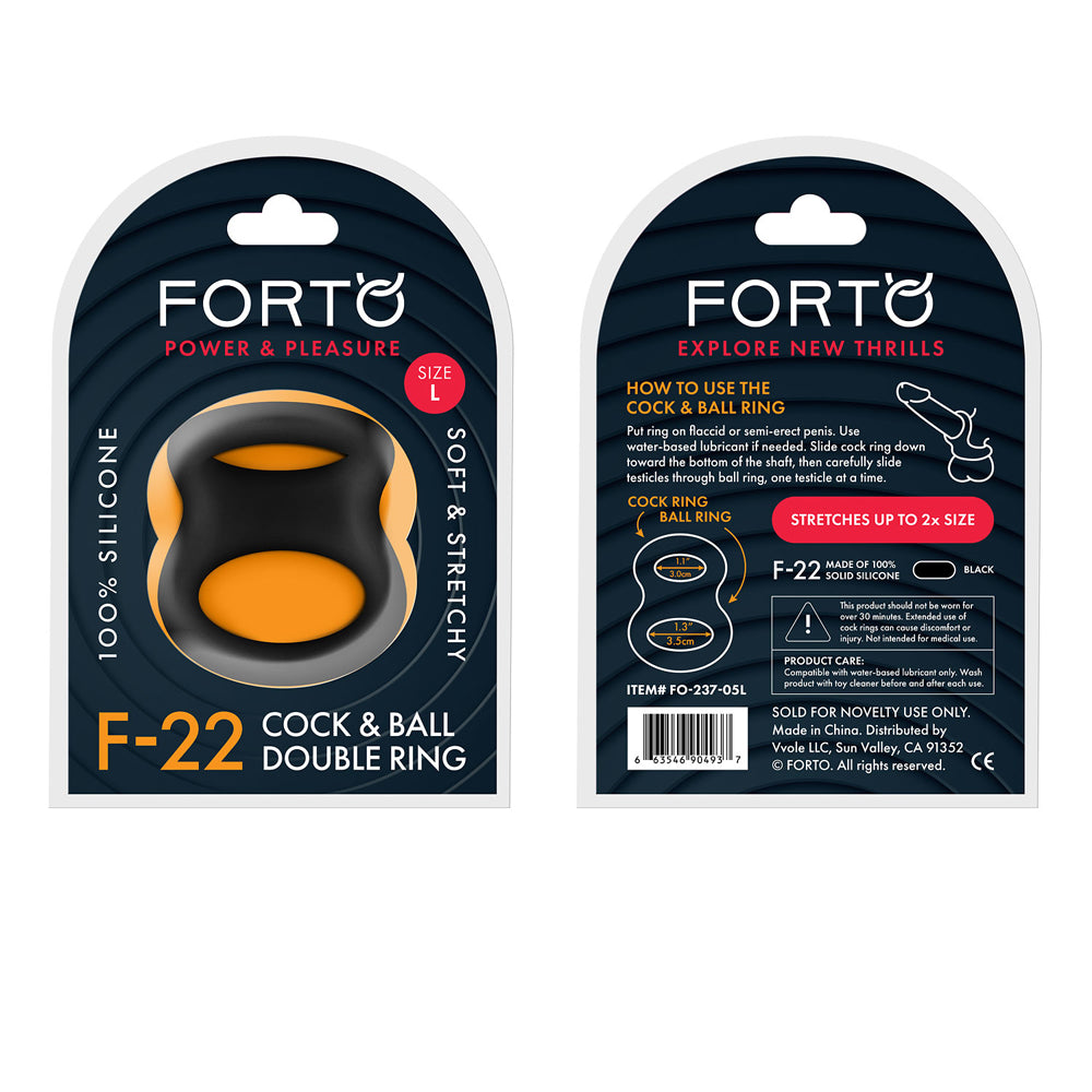 Forto F-22: Double Ring Liquid Silicone 49/55 Mm Black