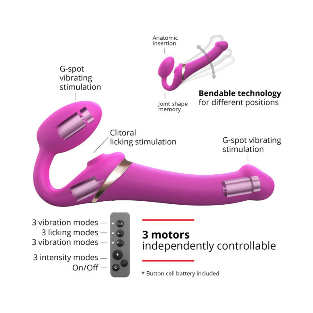 Strap-On-Me Multi Orgasm Bendable Strap-On Medium Fuchsia