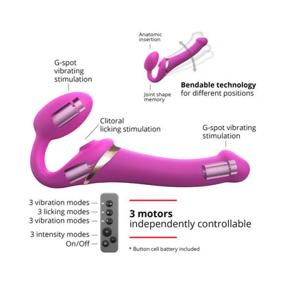 Strap-On-Me Multi Orgasm Bendable Strap-On Medium Fuchsia