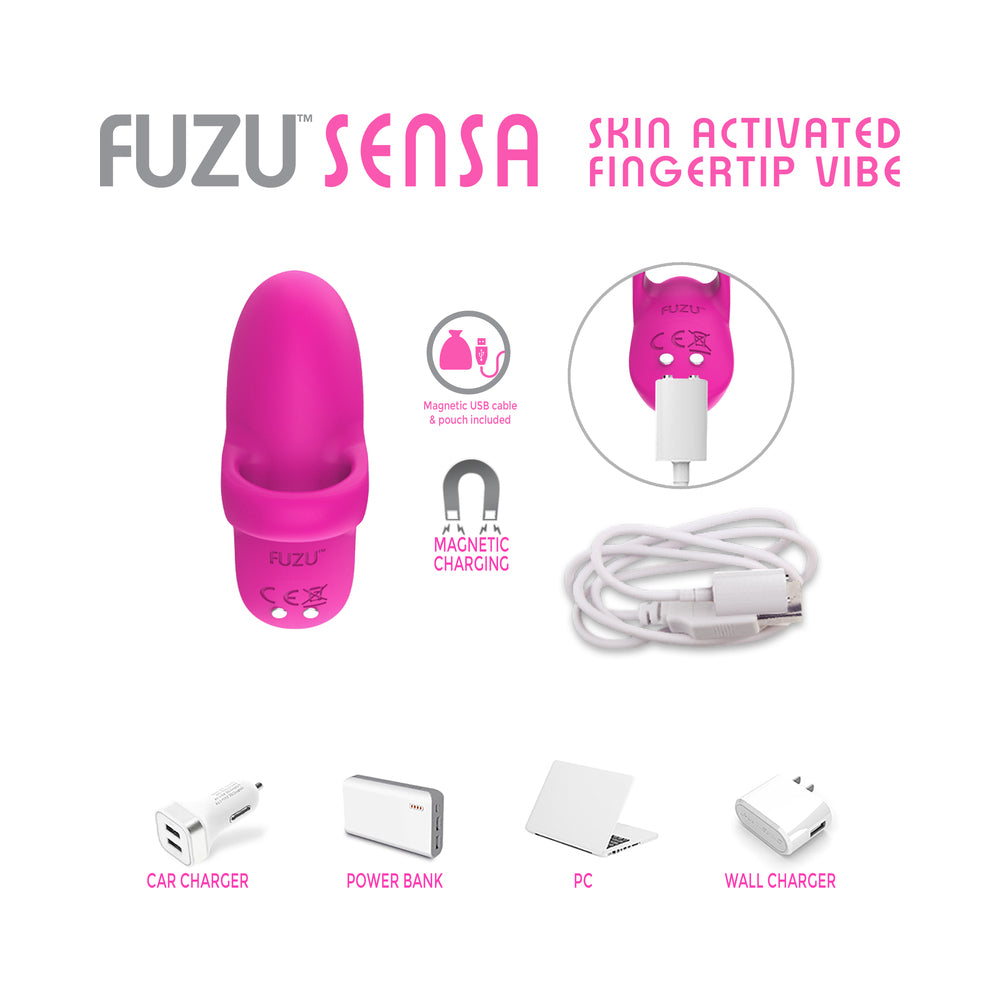 Fuzu Sensa Rechargeable Skin-Activated Fingertip Vibe Pink