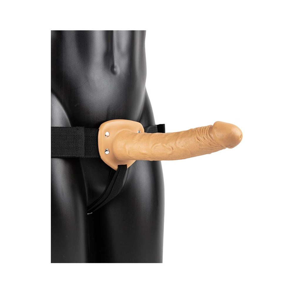 Realrock Vibrating Hollow Strap-On Without Balls 10 In. Caramel