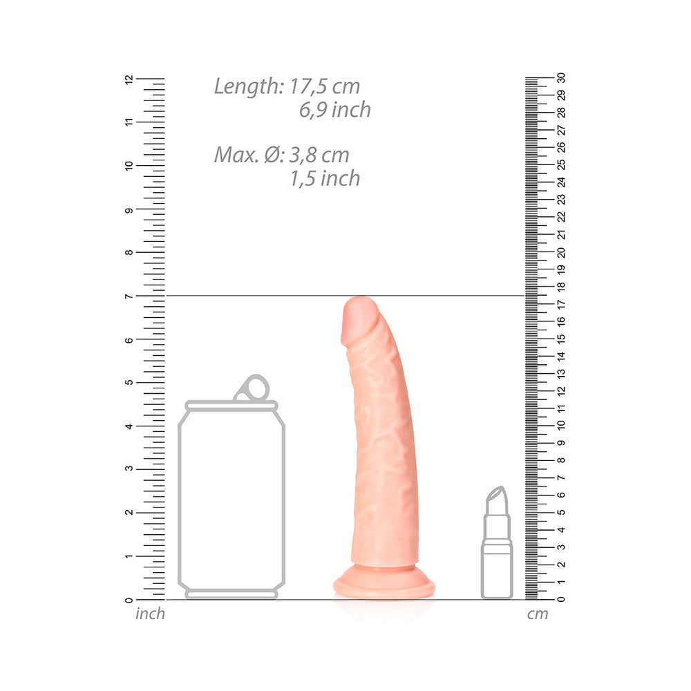 Realrock Slim Realistic Dildo With Suction Cup 6 In. Vanilla