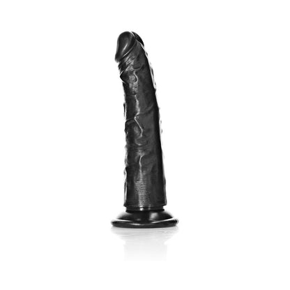 Realrock Slim Realistic Dildo With Suction Cup 6 In. Black