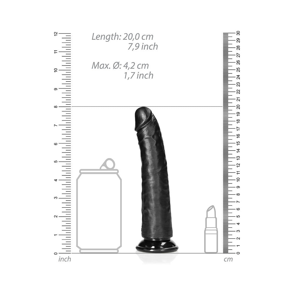 Realrock Slim Realistic Dildo With Suction Cup 7 In. Chocolate