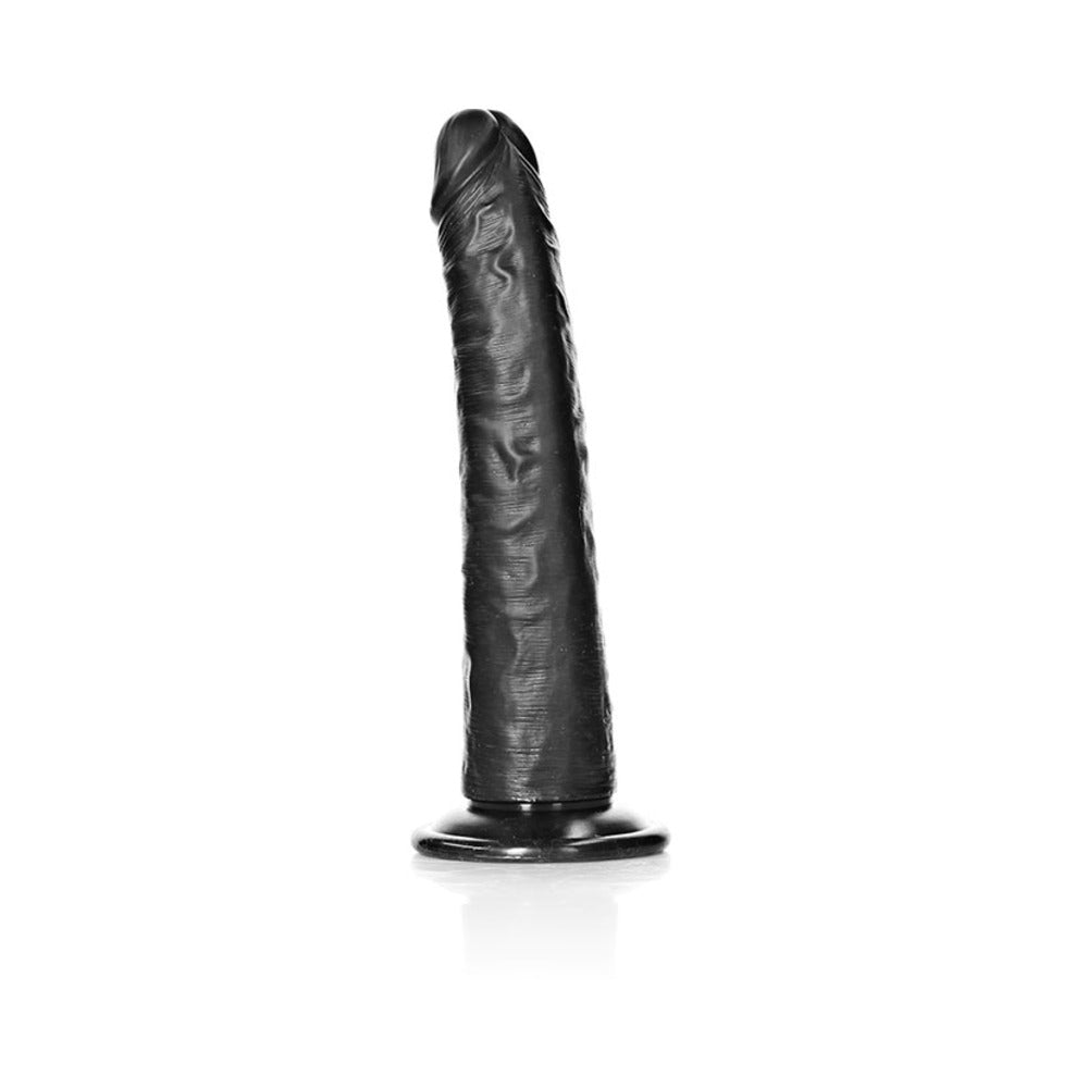 Realrock Slim Realistic Dildo With Suction Cup 8 In. Chocolate