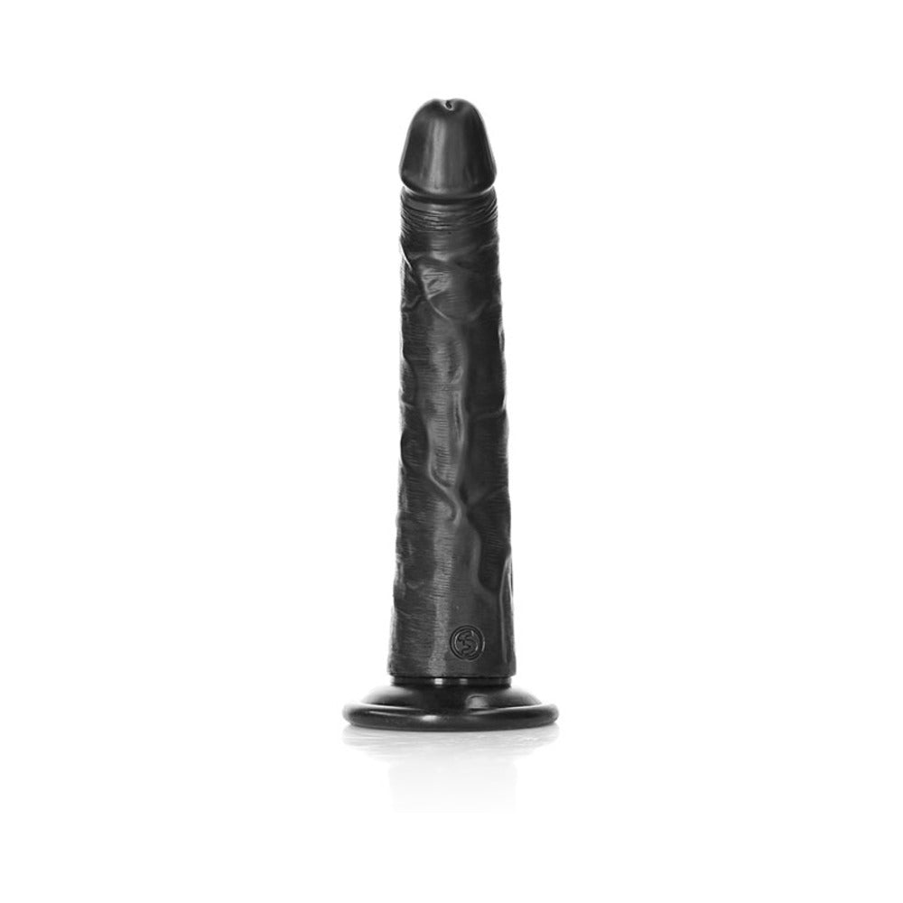 Realrock Slim Realistic Dildo With Suction Cup 8 In. Chocolate