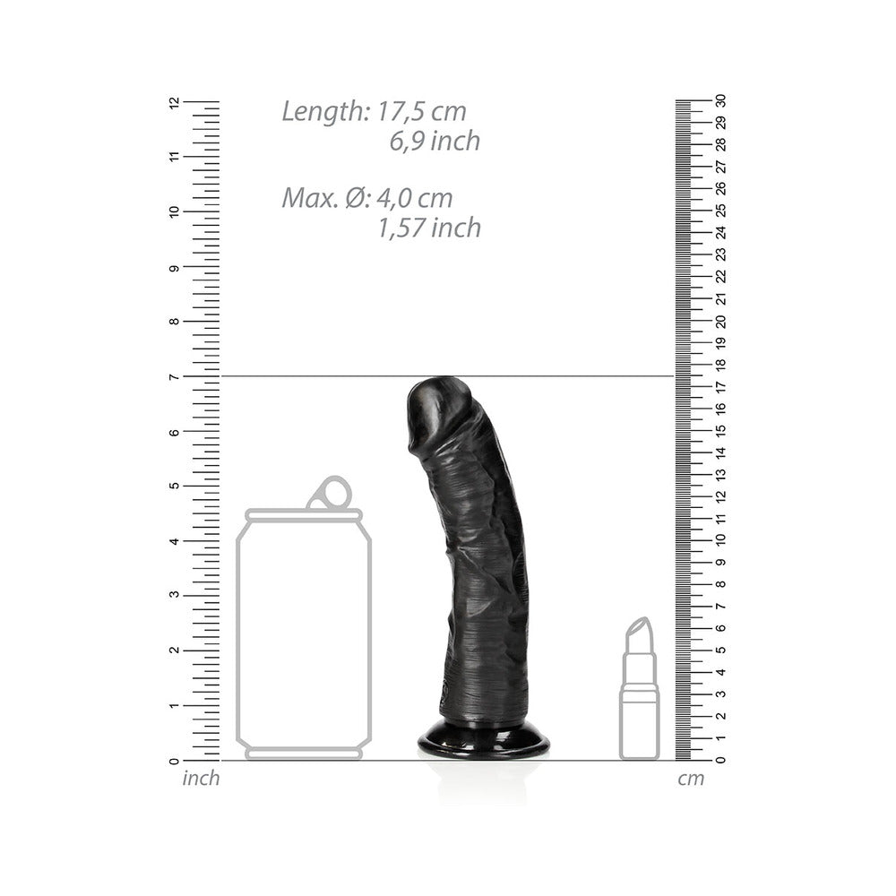 Realrock Curved Realistic Dildo With Suction Cup 6 In. Chocolate