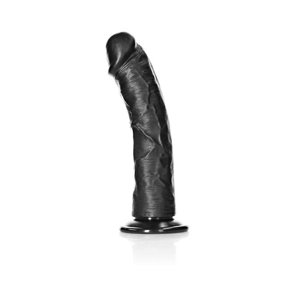 Realrock Curved Realistic Dildo With Suction Cup 8 In. Chocolate