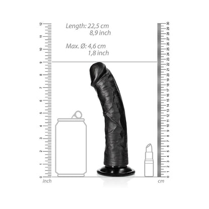 Realrock Curved Realistic Dildo With Suction Cup 8 In. Chocolate