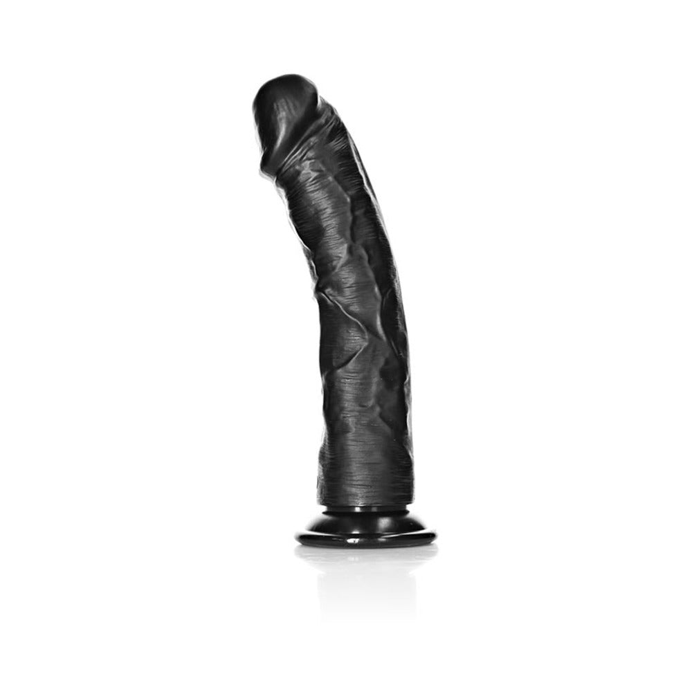 Realrock Curved Realistic Dildo With Suction Cup 10 In. Dark