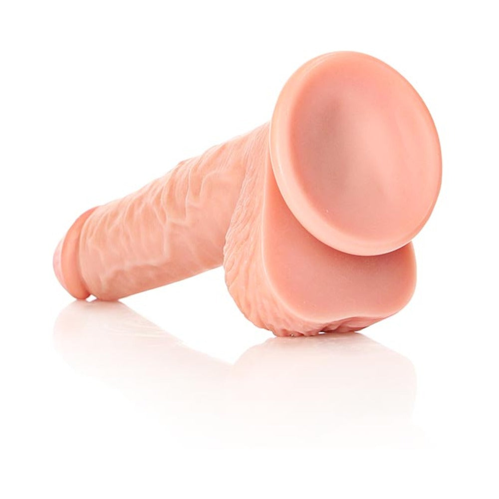 Realrock Straight Realistic Dildo With Balls And Suction Cup 8 In. Light