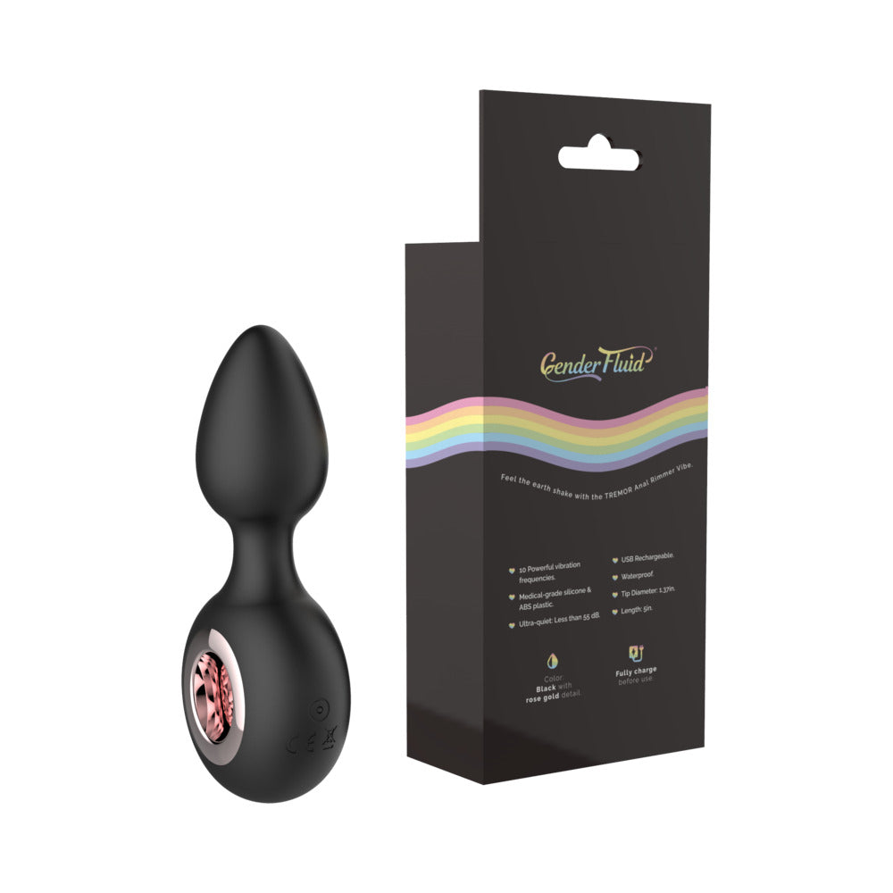 Gender Fluid Tremor Ring Plug Anal Vibe Silicone Black