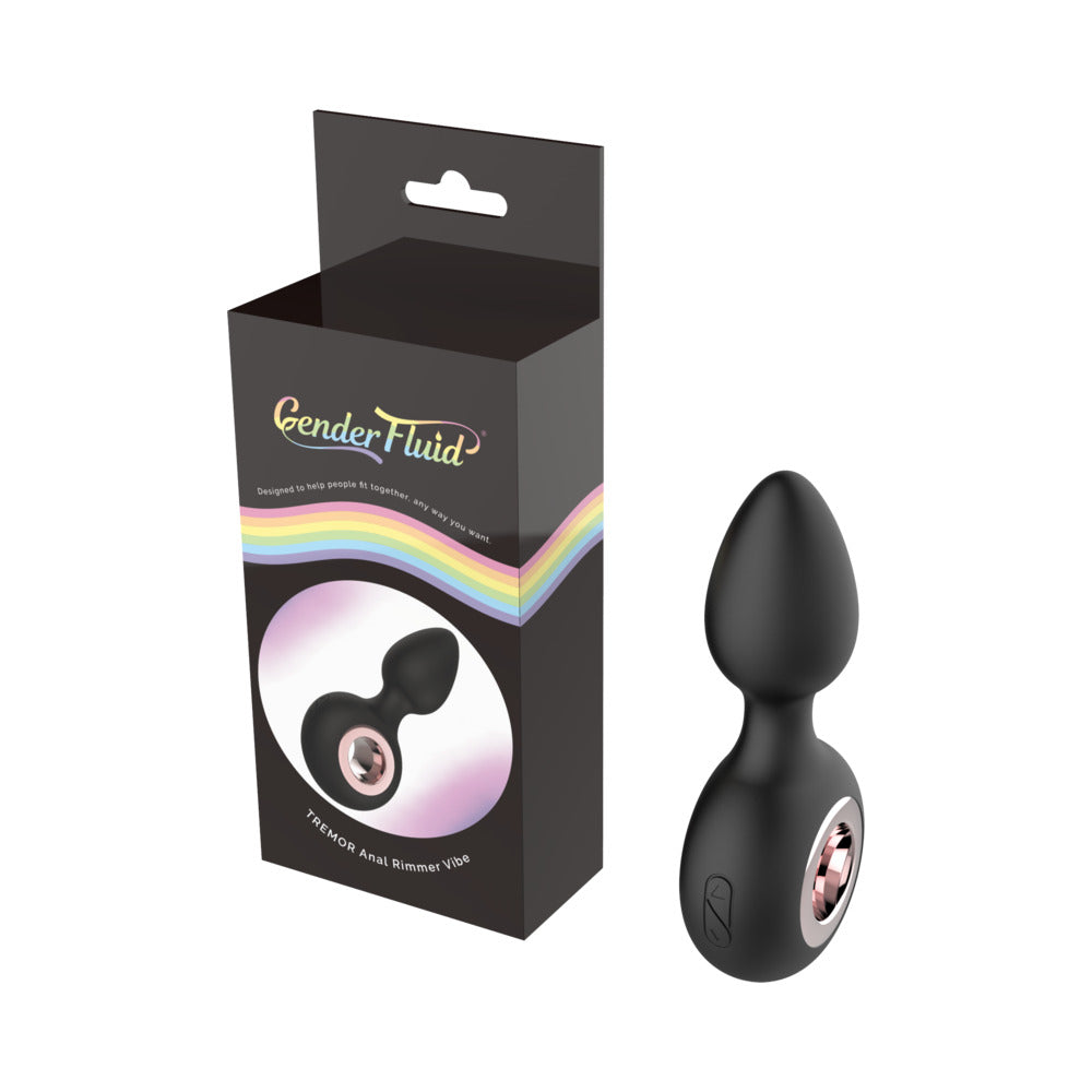 Gender Fluid Tremor Ring Plug Anal Vibe Silicone Black