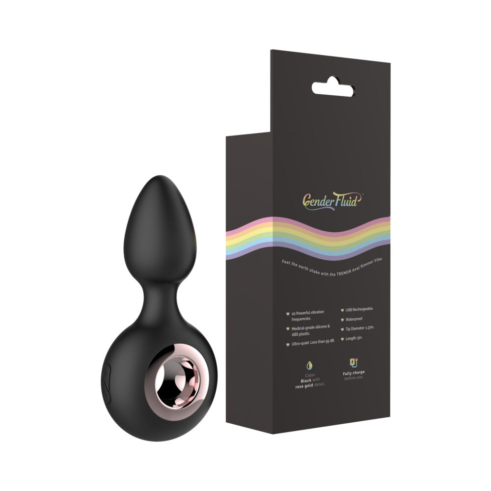 Gender Fluid Tremor Ring Plug Anal Vibe Silicone Black