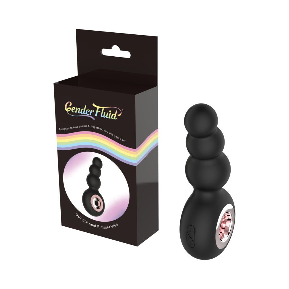 Gender Fluid Quiver Anal Ring Bead Vibe Silicone Black