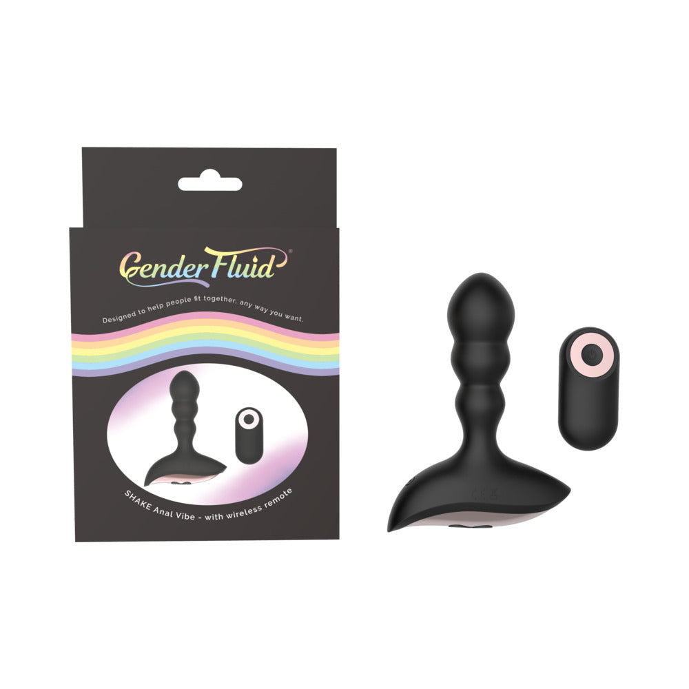 Gender Fluid Shake Anal Vibe With Remote Silicone Black