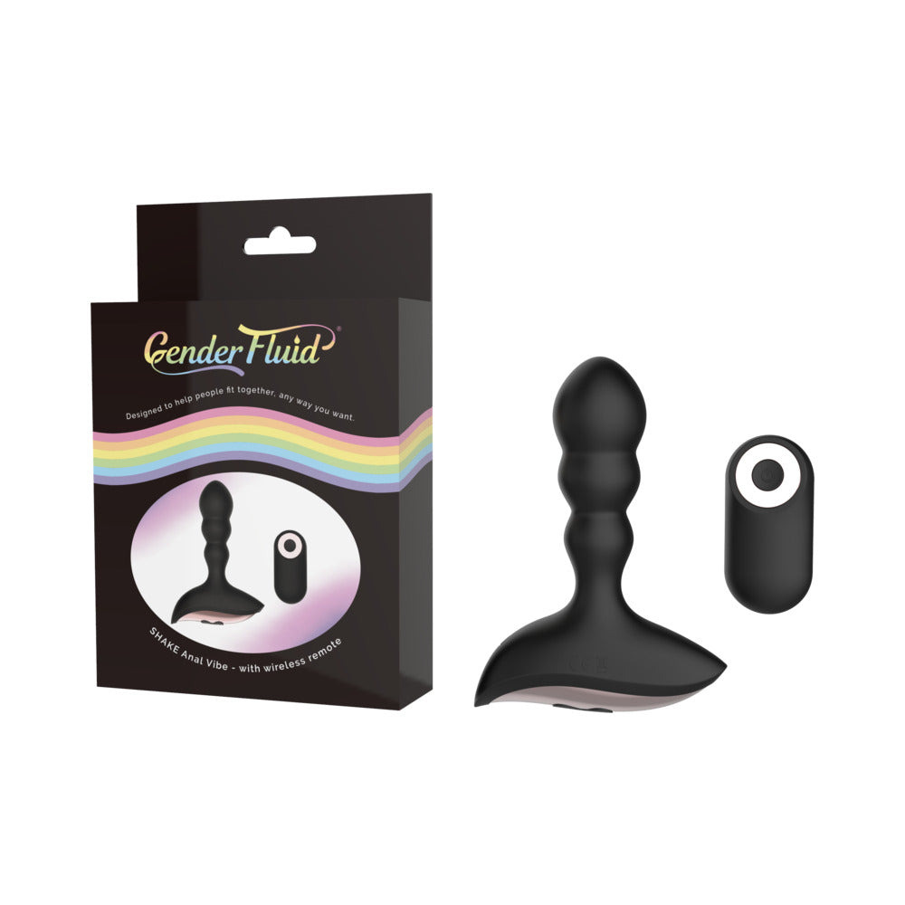 Gender Fluid Shake Anal Vibe With Remote Silicone Black