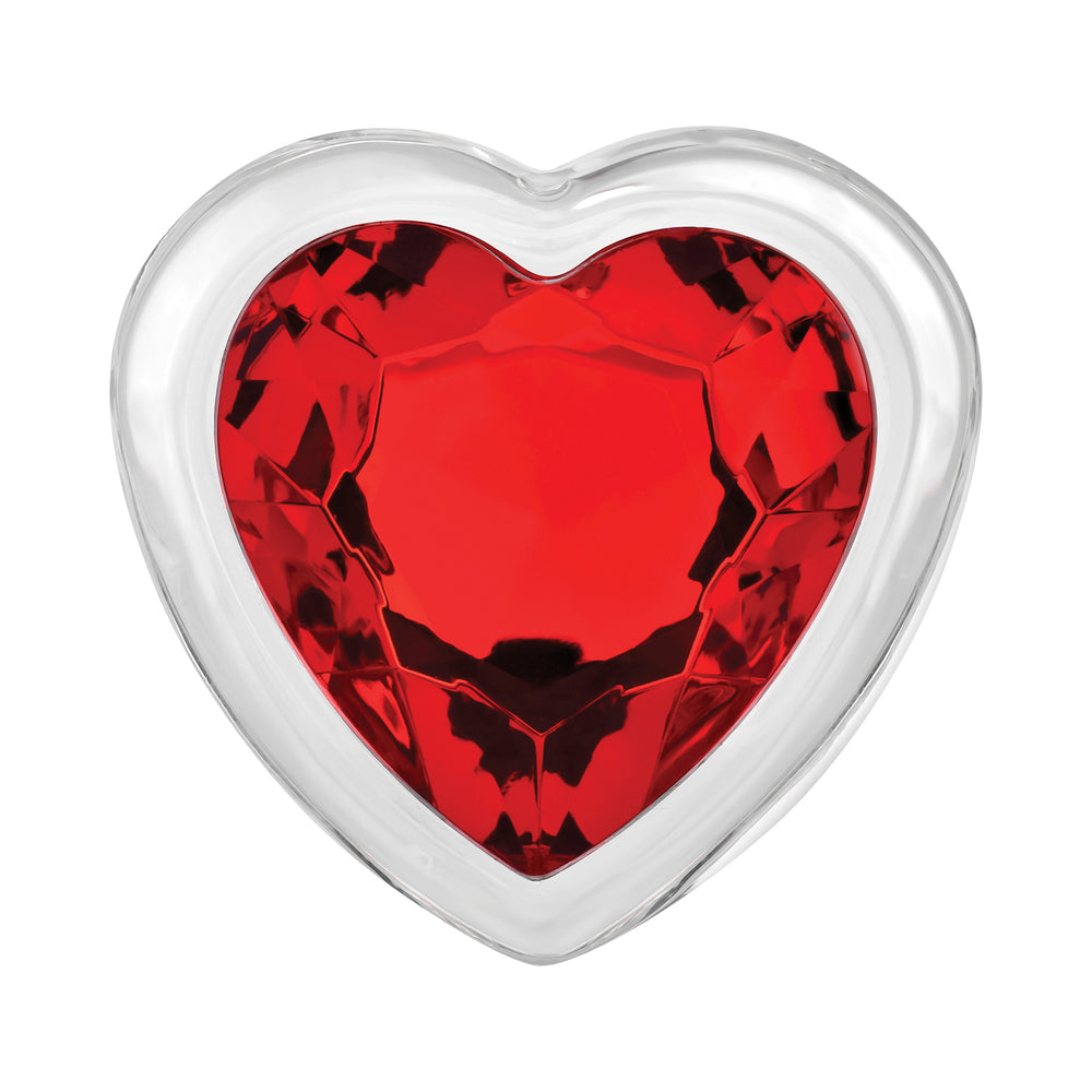 Adam &amp; Eve Red Heart Gem Glass Plug Large Red