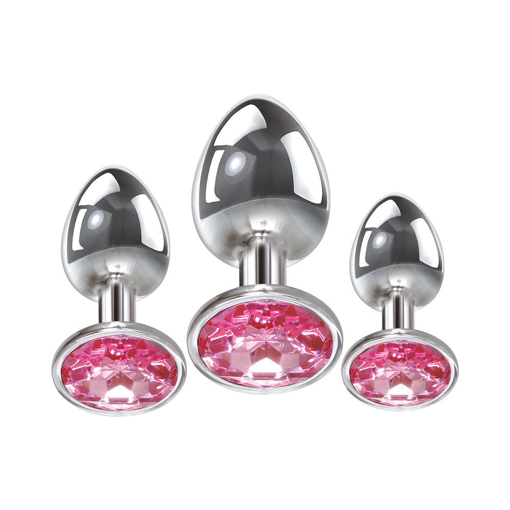 Adam &amp; Eve Pink Gem Glass Plug Set