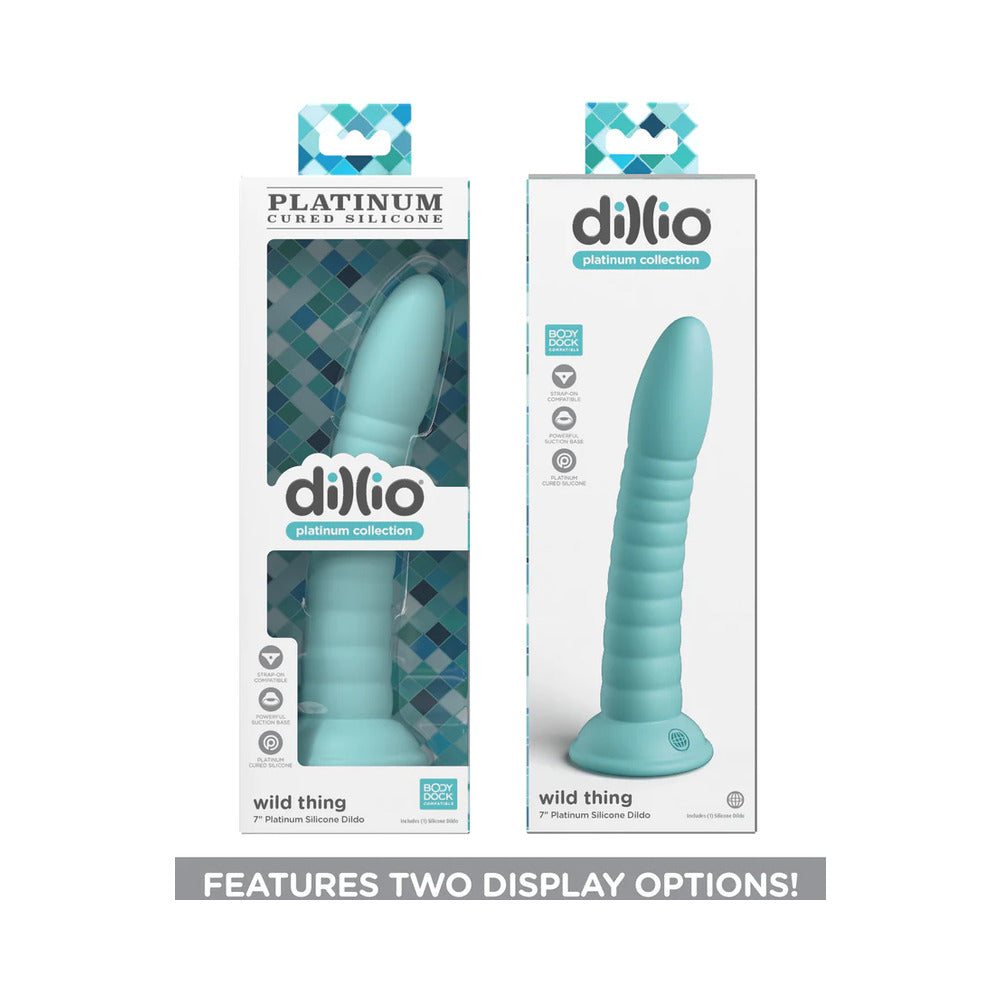 Dillio Platinum Wild Thing Silicone Dildo 7 In. Teal