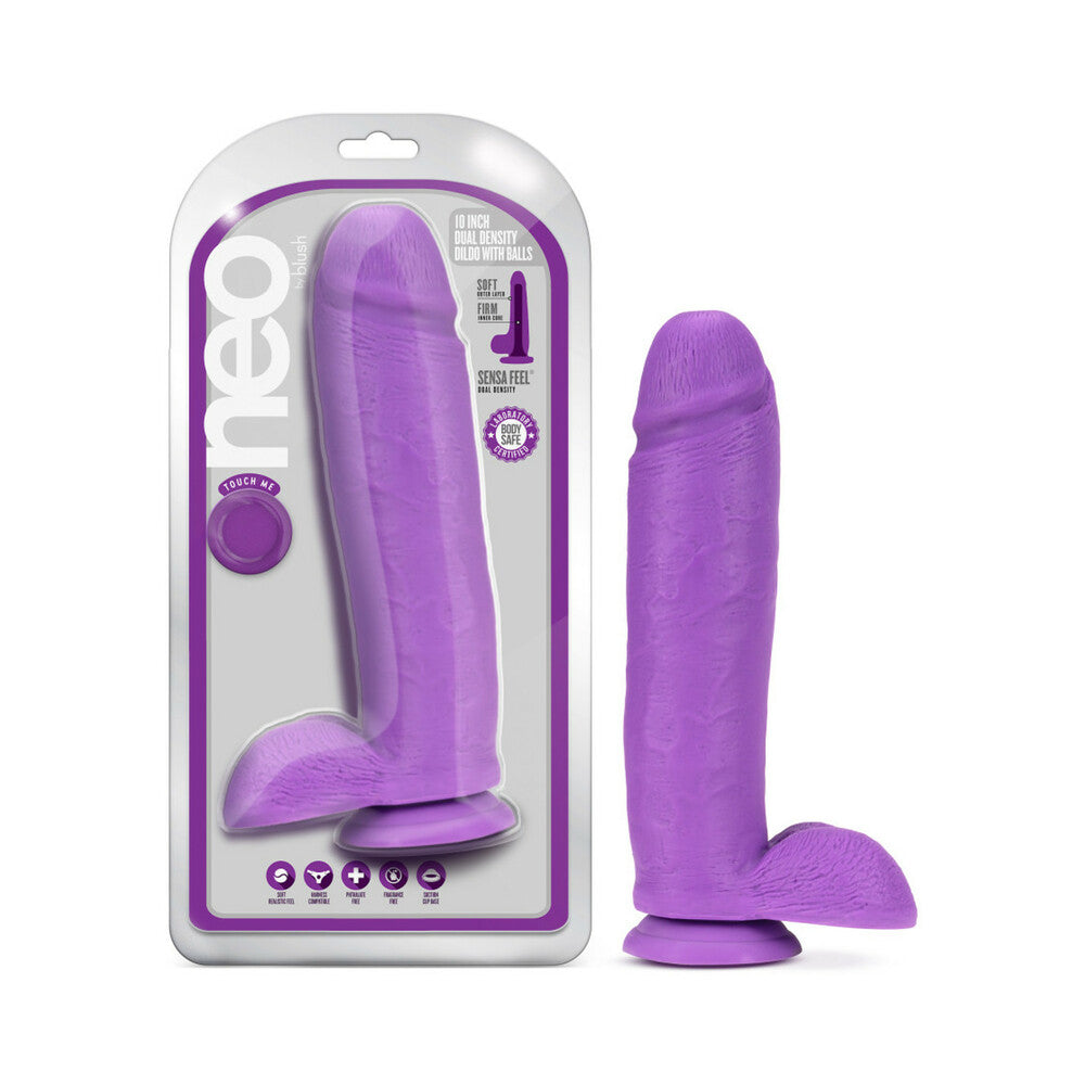 Neo Dual Density Dildo 10 In. Neon Purple