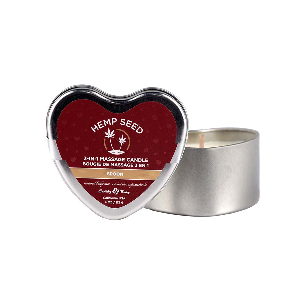 Earthly Body 2023 Valentine 3 In 1 Massage Heart Candle - 4 Oz Spoon