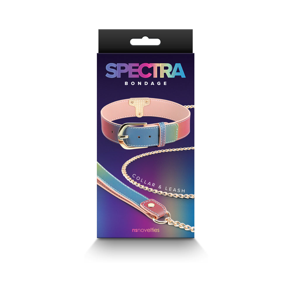 Spectra Bondage Collar&amp;Leash Rainbow