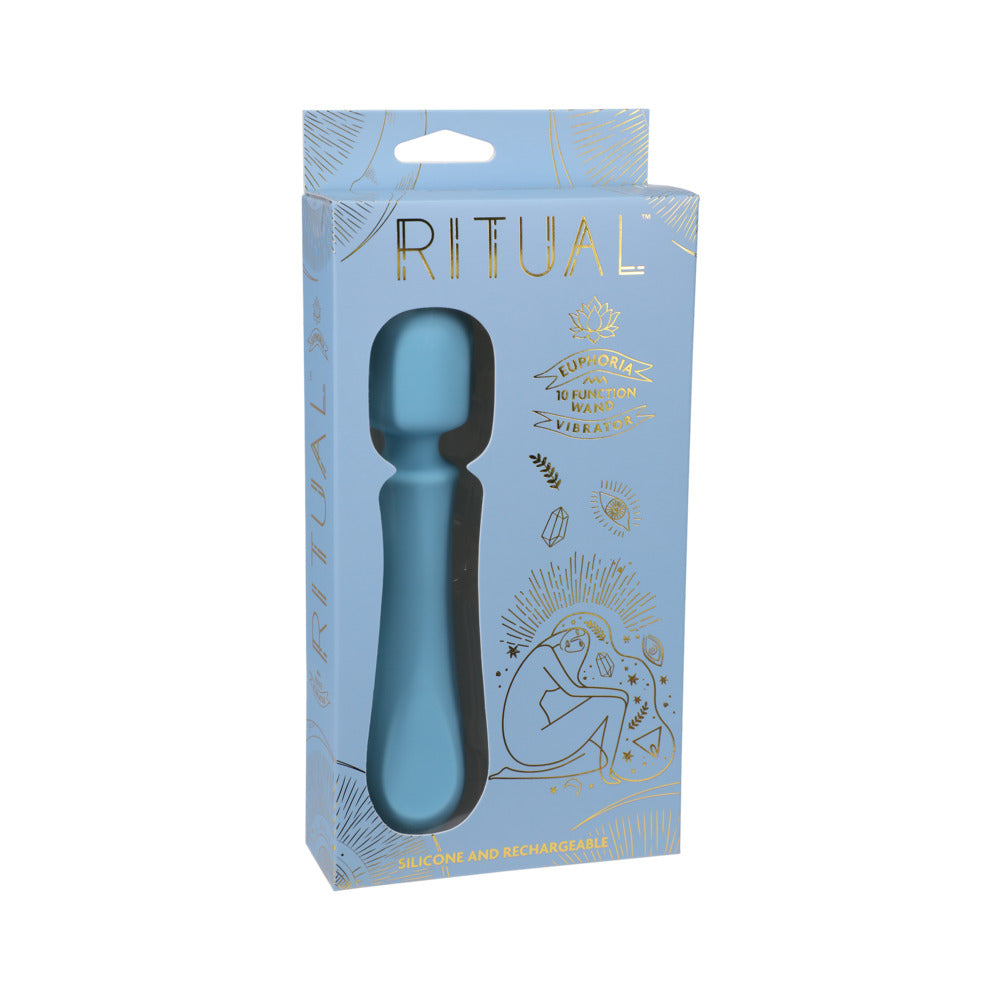 Ritual Euphoria Rechargeable Silicone Wand Vibe Blue