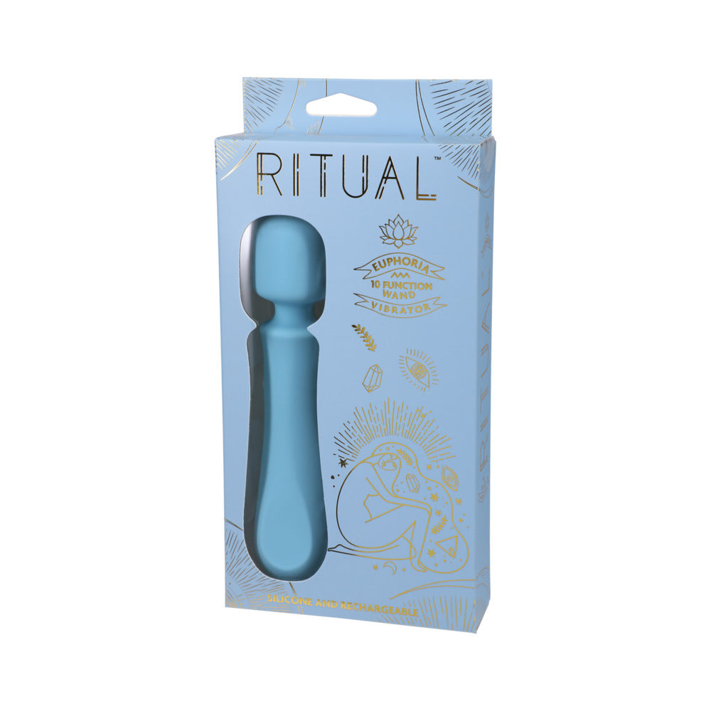 Ritual Euphoria Rechargeable Silicone Wand Vibe Blue