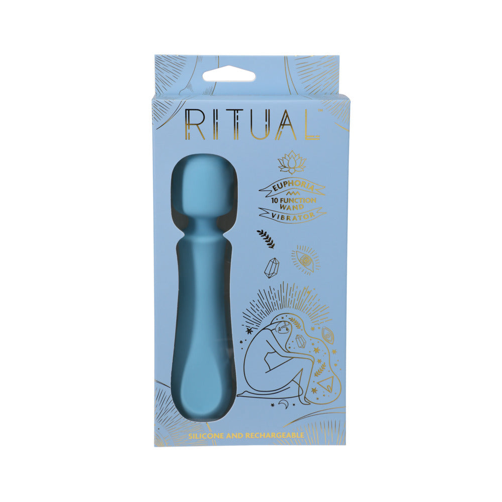 Ritual Euphoria Rechargeable Silicone Wand Vibe Blue