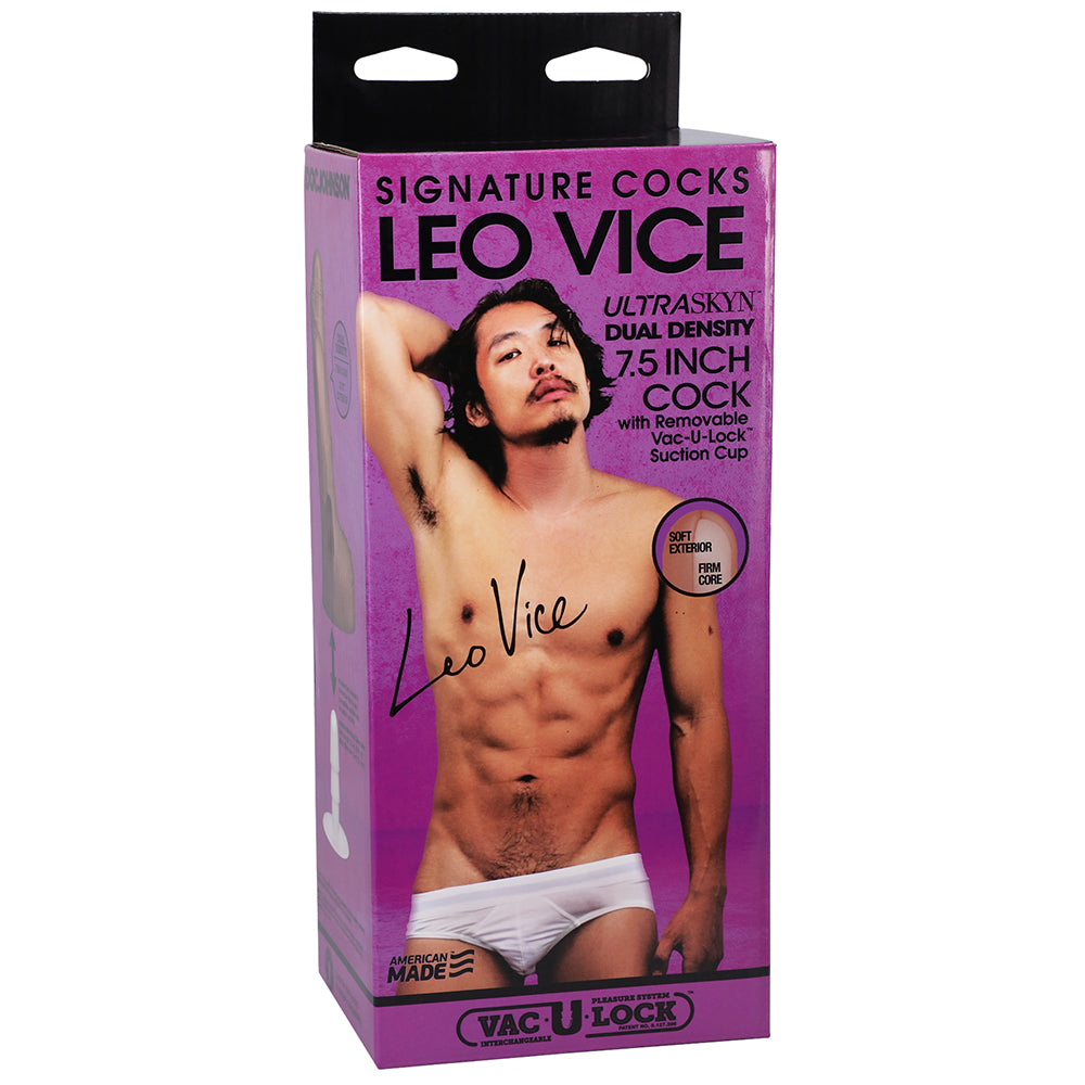 Signature Cocks Leo Vice Ultraskyn Cock With Removable Vac-U-Lock Suction Cup 6In Caramel