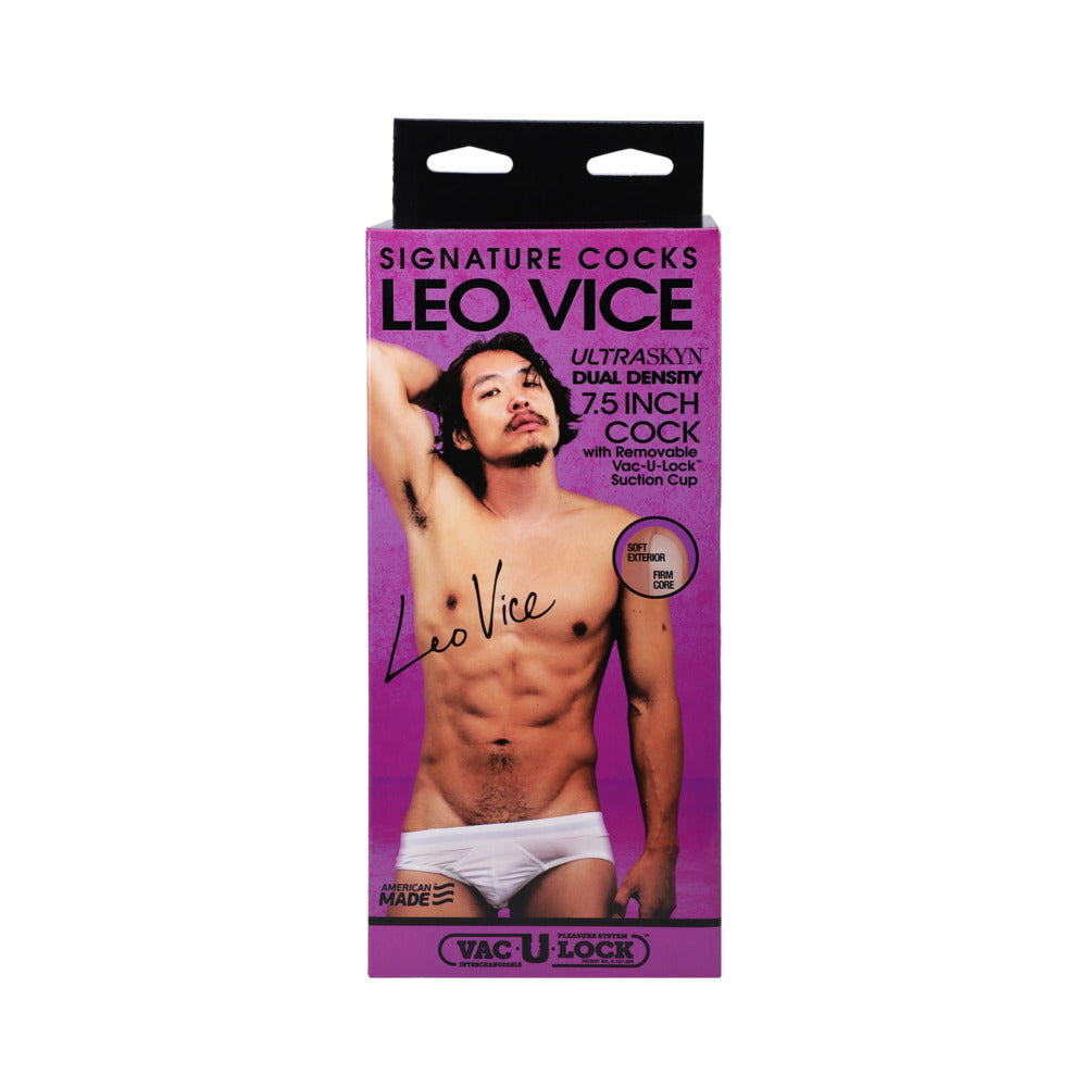 Signature Cocks Leo Vice Ultraskyn Cock With Removable Vac-U-Lock Suction Cup 6In Caramel