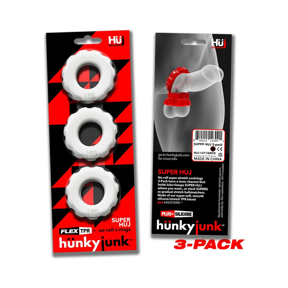 Hunkyjunk Superhuj 3-Pack Cockrings White Ice