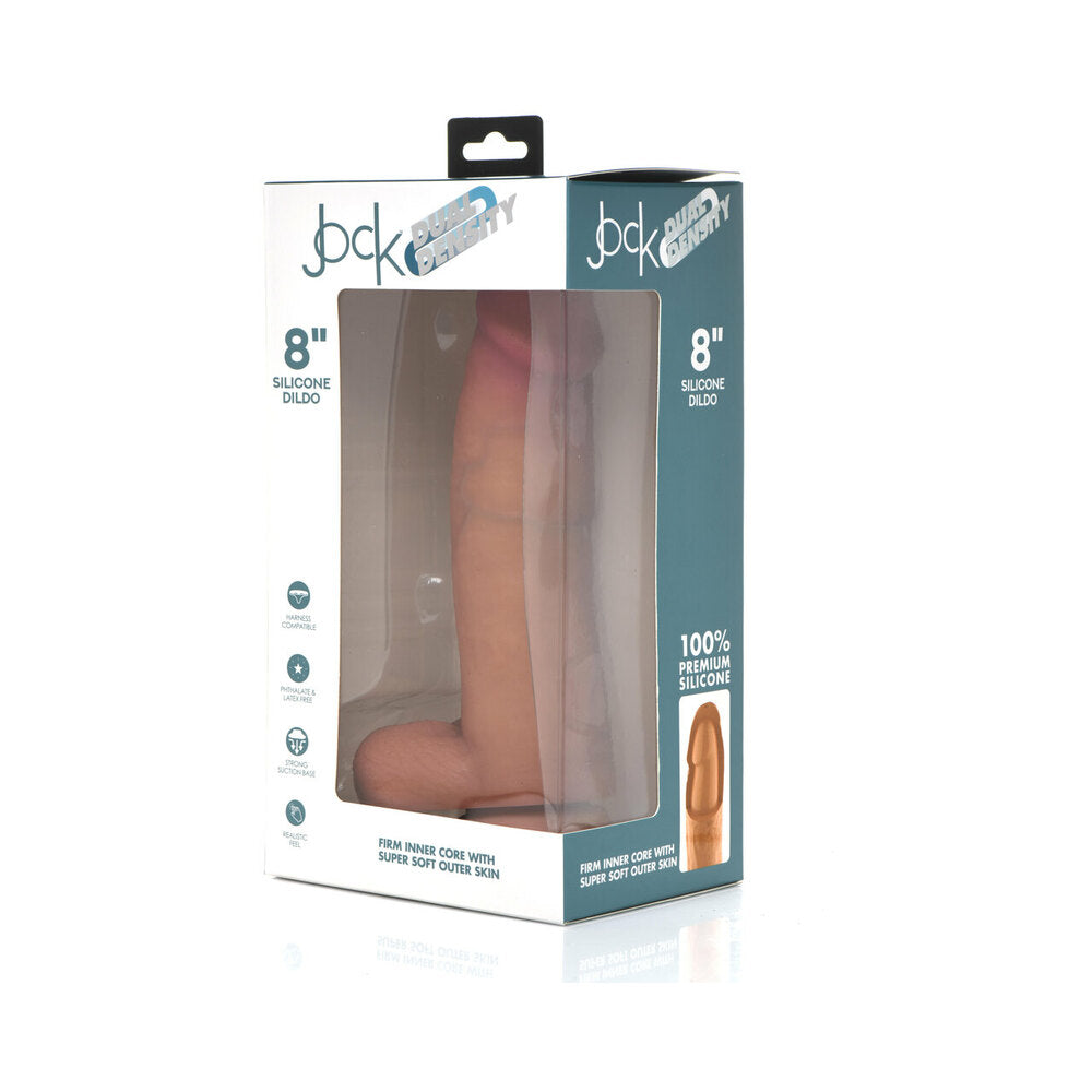 Jock Dual Density Silicone Dildo With Balls 8In Light