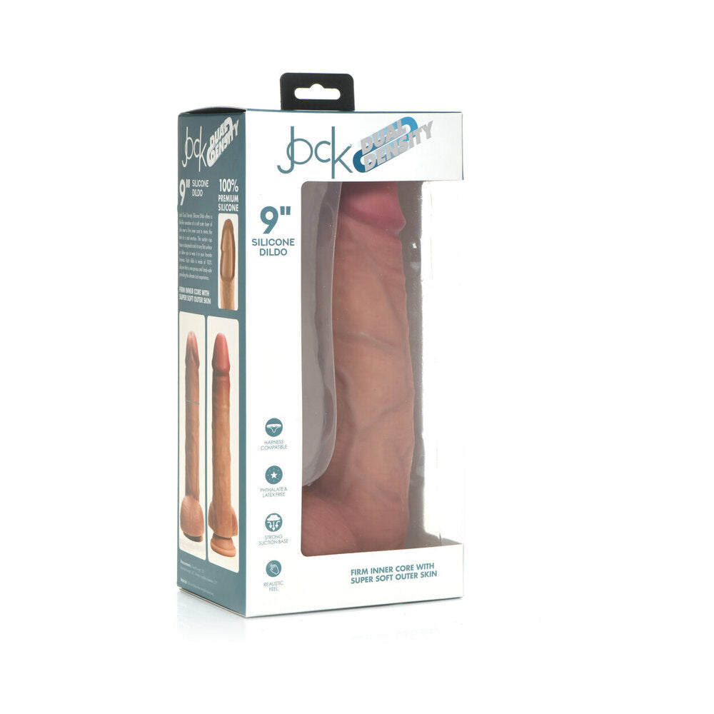 Jock Dual Density Silicone Dildo With Balls 9In Light