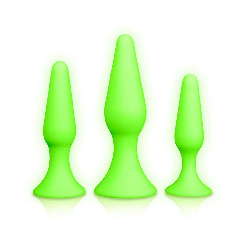 Ouch! Glow Butt Plug Set - Glow In The Dark - Green