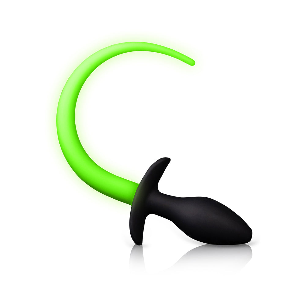 Ouch! Glow Puppy Tail Plug - Glow In The Dark - Green