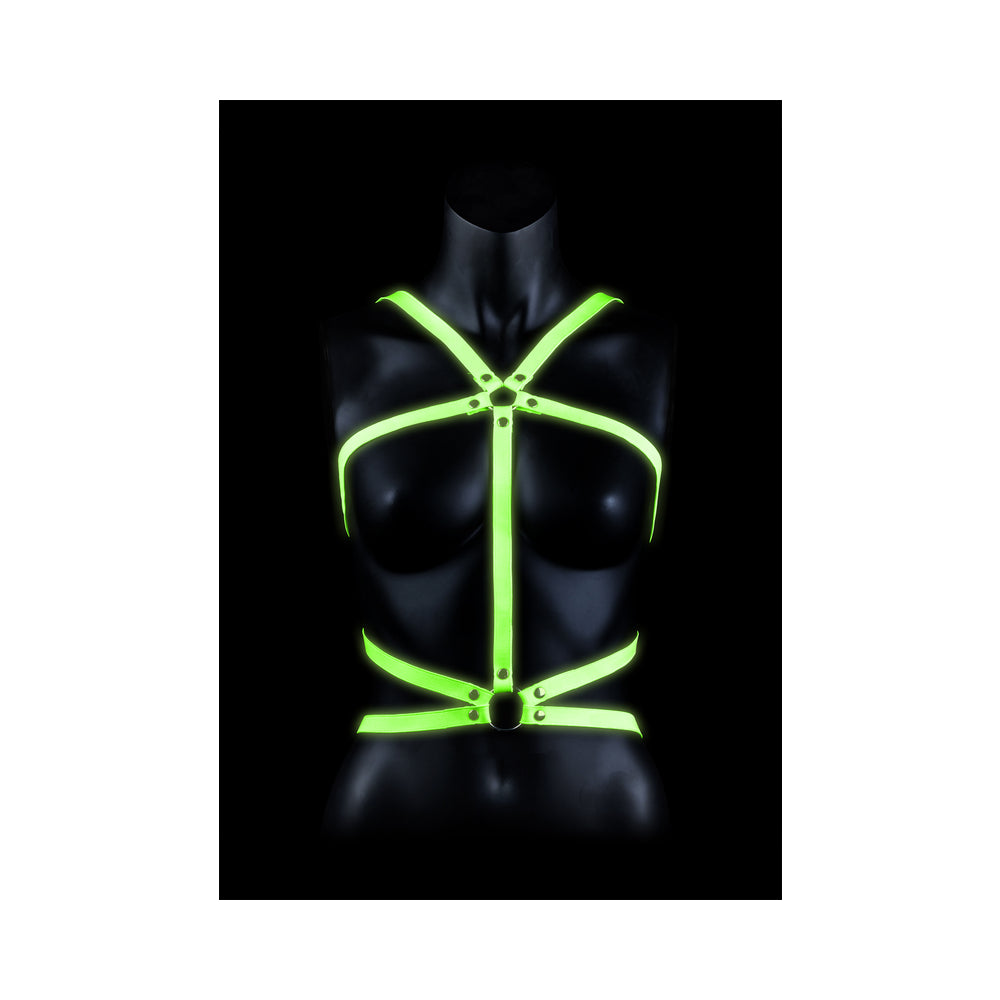 Ouch! Glow Body Harness - Glow In The Dark - Green - S/M