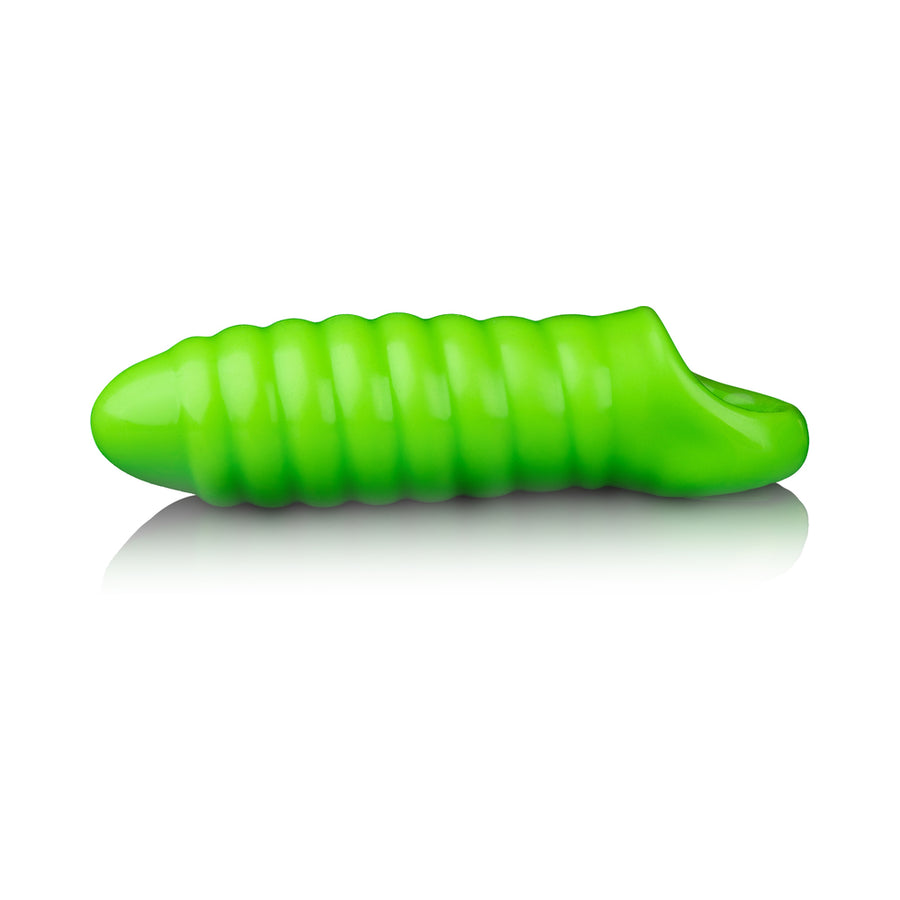 Ouch! Glow Swirl Thick Stretchy Penis Sleeve - Glow In The Dark - Green