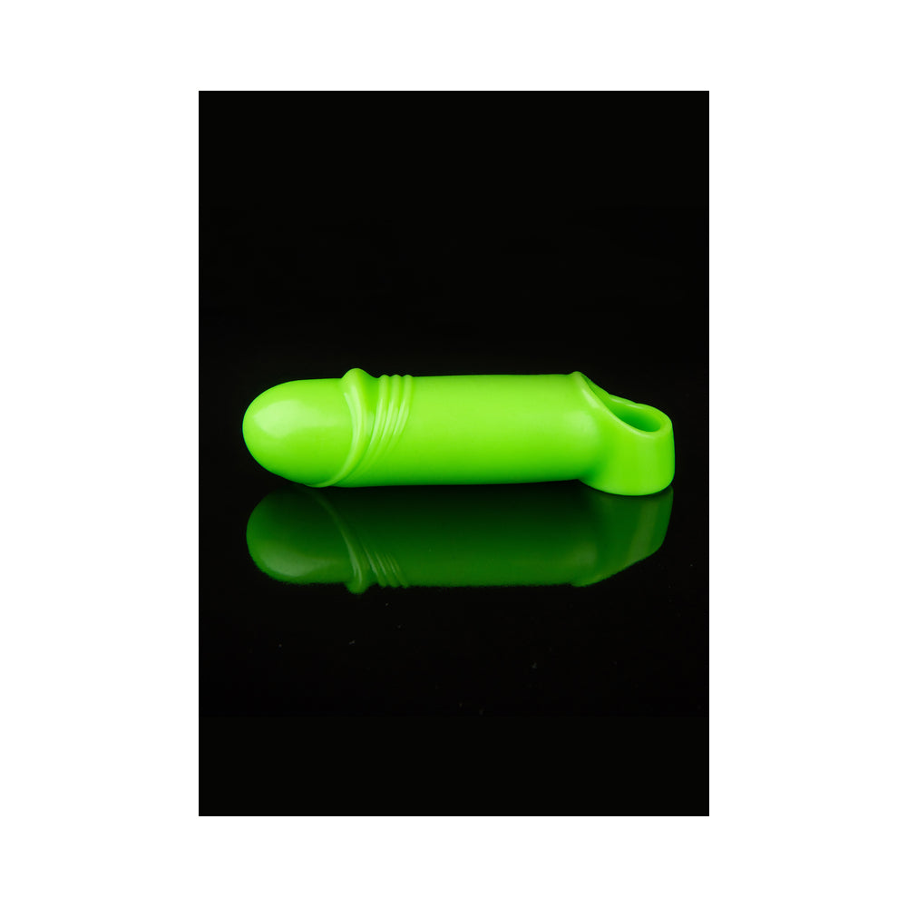 Ouch! Glow Smooth Thick Stretchy Penis Sleeve - Glow In The Dark - Green