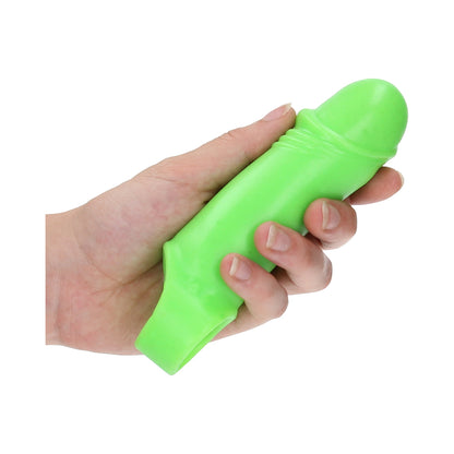 Ouch! Glow Smooth Thick Stretchy Penis Sleeve - Glow In The Dark - Green