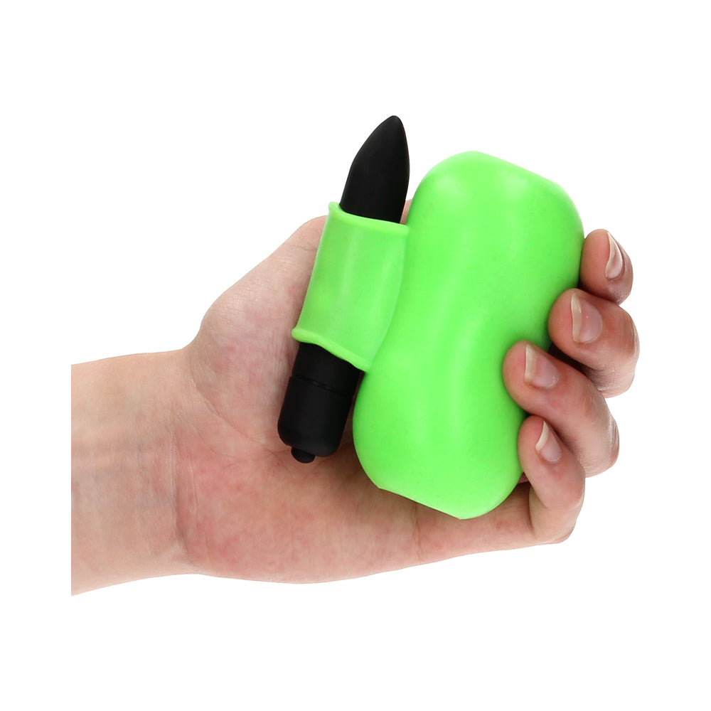 Ouch! Glow Vibrating Masturbator - Glow In The Dark - Green