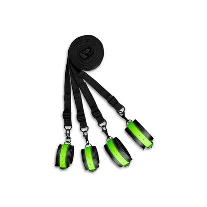 Ouch! Glow Bed Bindings Restraint Kit - Glow In The Dark - Green