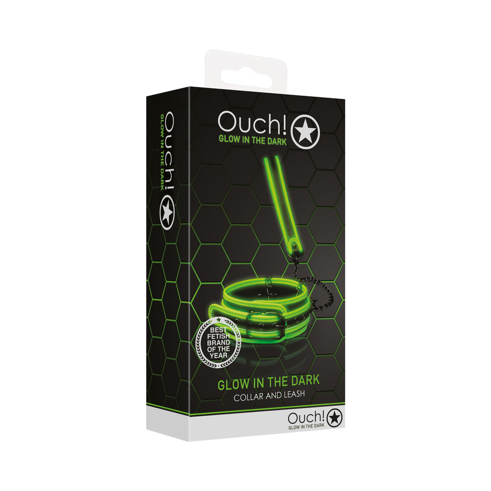 Ouch! Glow Collar And Leash - Glow In The Dark - Green