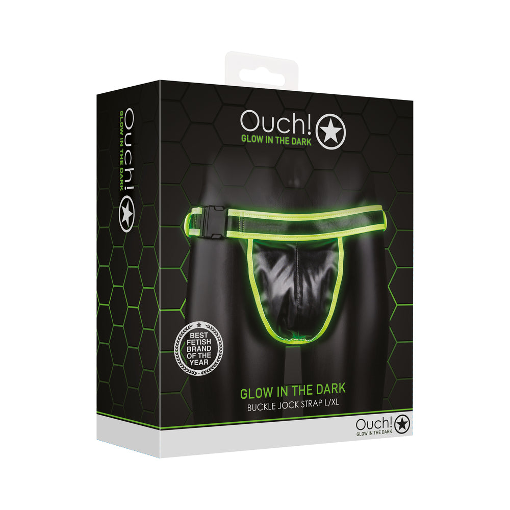 Ouch! Glow Buckle Jock Strap - Glow In The Dark - Green - L/Xl