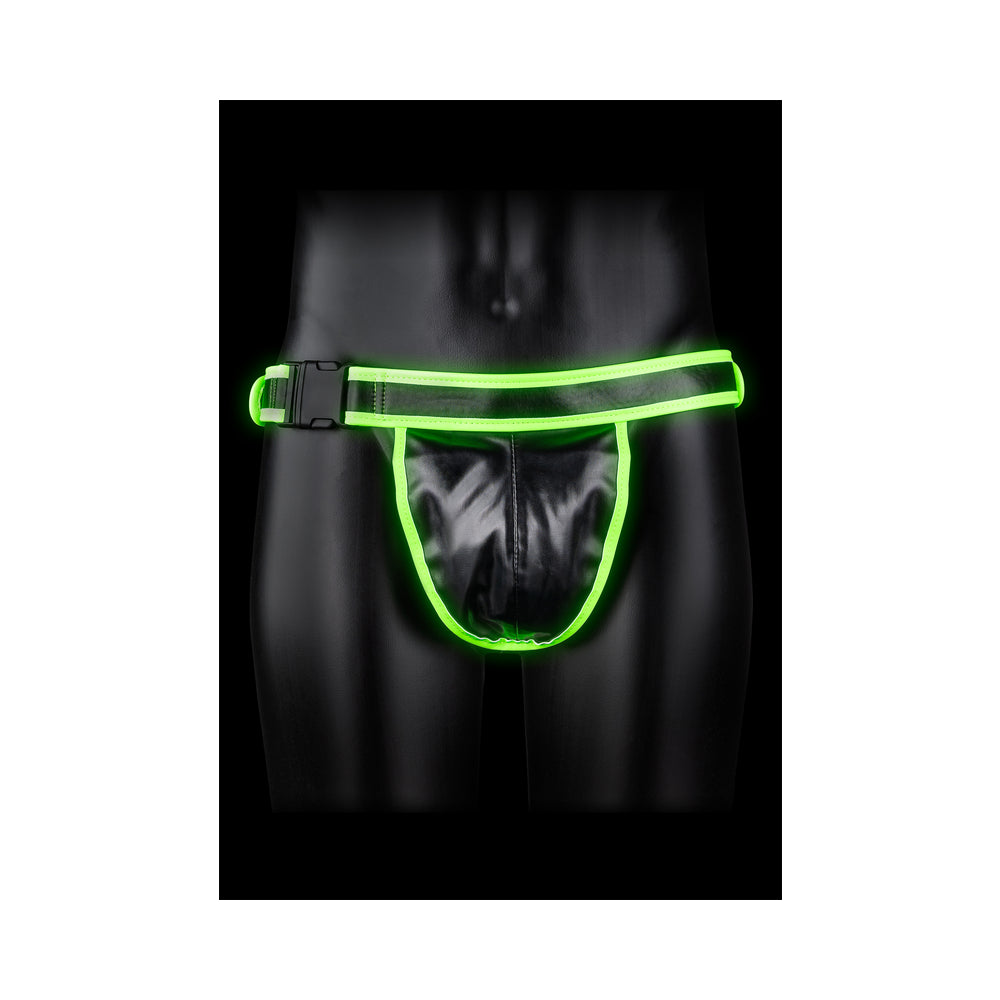 Ouch! Glow Buckle Jock Strap - Glow In The Dark - Green - L/Xl