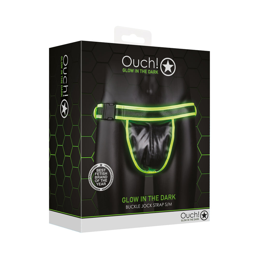 Ouch! Glow Buckle Jock Strap - Glow In The Dark - Green - S/M