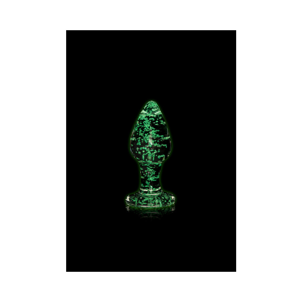 Ouch! Glow Glass Butt Plug - Glow In The Dark - Clear - Medium